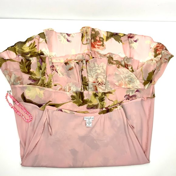 Paradise NY BOHO Cottagecore Romantic Floral Beaded Maxi Skirt Sz S - Picture 9 of 16